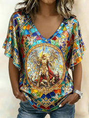 Women's Faith Saint Micheal Printed T-Shirt
