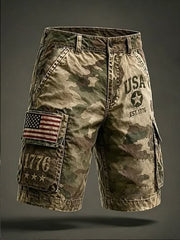 Men's USA Flag Camouflage Print Casual Cargo Shorts