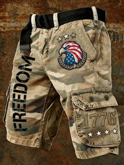 Men's Freedom USA 1776 Camouflage Print Casual Cargo Shorts