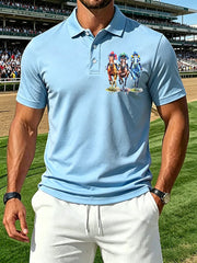 Men's Horse Racing Print Short Sleeve Shirt