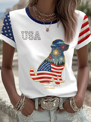Women's Golden Retriever USA 1776-2026 short-sleeved T-shirt