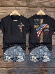 Women's Stand For The Flag Kneel For The Cross Short Sleeve T-Shirt