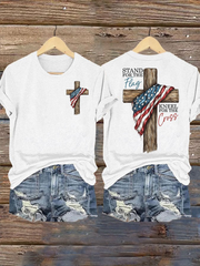 Women's Stand For The Flag Kneel For The Cross Short Sleeve T-Shirt