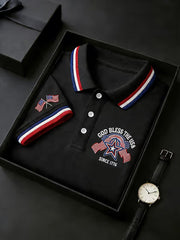 Men's Independence Day USA Flag Print Polo