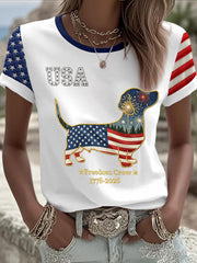 Women's Dachshund USA 1776-2026 short-sleeved T-shirt