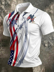 Men's America Flag Eagle Printed Shirt