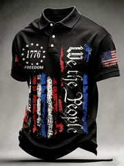 Men's Vintage Independence Day Flag Printed Short Sleeve Top