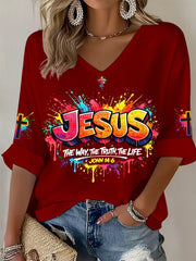 Women's Christian Jesus Cross Waffle T-shirt