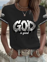 Women's Christian God Is Good Cross Short Sleeve O-neck T-shirt