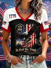 Women's In God We Trust Printed V-neck T-shirt