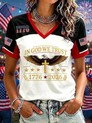 Women's In God We Trust Printed V-neck T-shirt