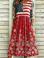 Women'S Flag Floral Print Dress