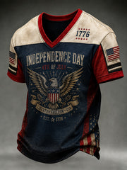 Men's Independence Day Printed V-neck T-shirt