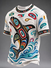 Men's Indigenous Art Print Casual T-Shirt