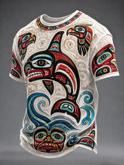 Men's Indigenous Art Print Casual T-Shirt