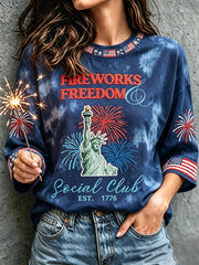 Women's 4th of July Freedom American Art Printed Linen Tops