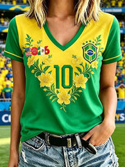 Women's Brazil Football Lover Printed T-shirt