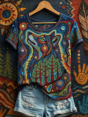 Women's Native Wolf Art T-Shirts