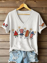 Women's 4th of July Freedom Funny Winners Printed T-shirt