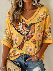Women's Indigenous Art Print Casual T-Shirt