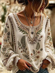 Women's Indigenous Floral Print Casual T-Shirt