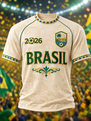 Men's Brazil Football Fan Gift Short Sleeve T-shirt