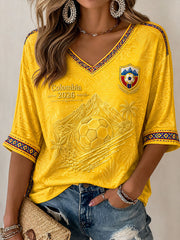 Women's 2026 Colombia Football Print Casual T-Shirt