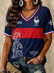 Women's French Football V-Neck T-Shirts