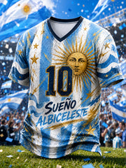Men's Argentina Football V-neck T-shirt