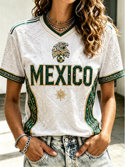Women's Mexico Football Printed short-sleeved T-shirt