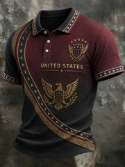 Men's America Print Casual Polo