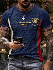 Men's Japan Football Inspired Pattern Print Short Sleeves T-shirt