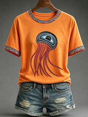 Women's Indigenous Totem Print Casual T-Shirt