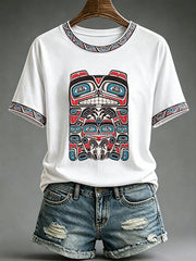 Women's Indigenous Totem Print Casual T-Shirt