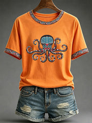 Women's Indigenous Totem Print Casual T-Shirt