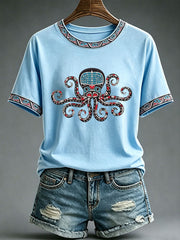 Women's Indigenous Totem Print Casual T-Shirt