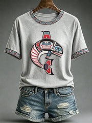 Women's Indigenous Totem Print Casual T-Shirt