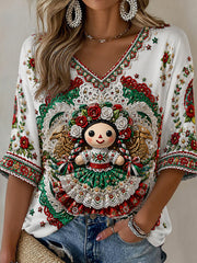 Women's Mexico Guelaguetza Lele Doll Art Printed T-shirt