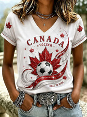 Women’s Canada Soccer Printed Casual T-Shirt