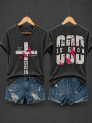 Women's Christian God Is Good Cross Short Sleeve T-shirt