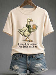 Women's 'I Could Be Meaner But Jesus Said No' Printed Casual T-Shirt