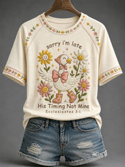 Women's 'Sorry I'm Late' Print Casual T-Shirt