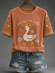 Women's 'Sorry I'm Late' Print Casual T-Shirt