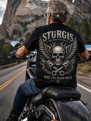 Men’s Sturgis Motorcycle Rally Skull Back Graphic Tee