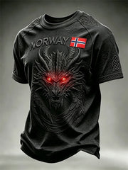 Men's Norway Viking Dragon Celtic Knot Flag Print short sleeves t-shirt