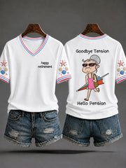 Women's "Goodbye Tension Hello Pension" Casual T-shirt