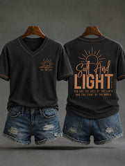 Women's Christian Salt and Light V-neck Short Sleeve T-shirt