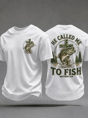Men's 'He Called Me To Fish' Printed Casual T-Shirt
