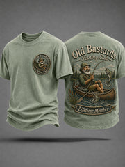 Men's Funny Old Bastards Fishing Club Lifetime Member Print Casual Tee