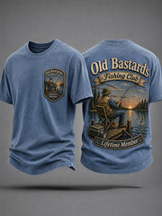 Men's Funny Old Bastards Fishing Club Lifetime Member Print Casual Tee